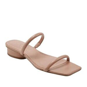 Marc Fisher Raelyn Square Toe Dress Sandals Sz 10 M Tan Slip On Leather